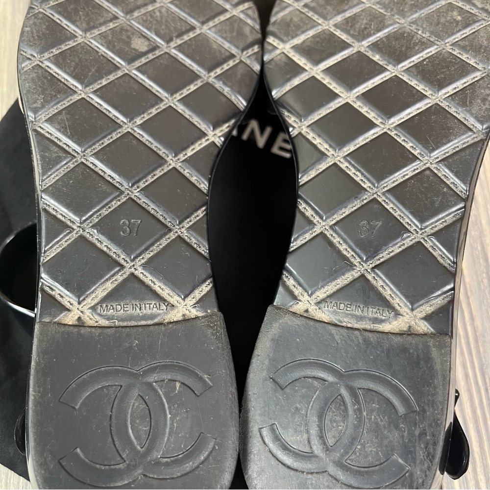 CHANEL Jelly Sandals Camellia Ballet Flats with Strap Size 37 / US 6.5 - Picture 14 of 16